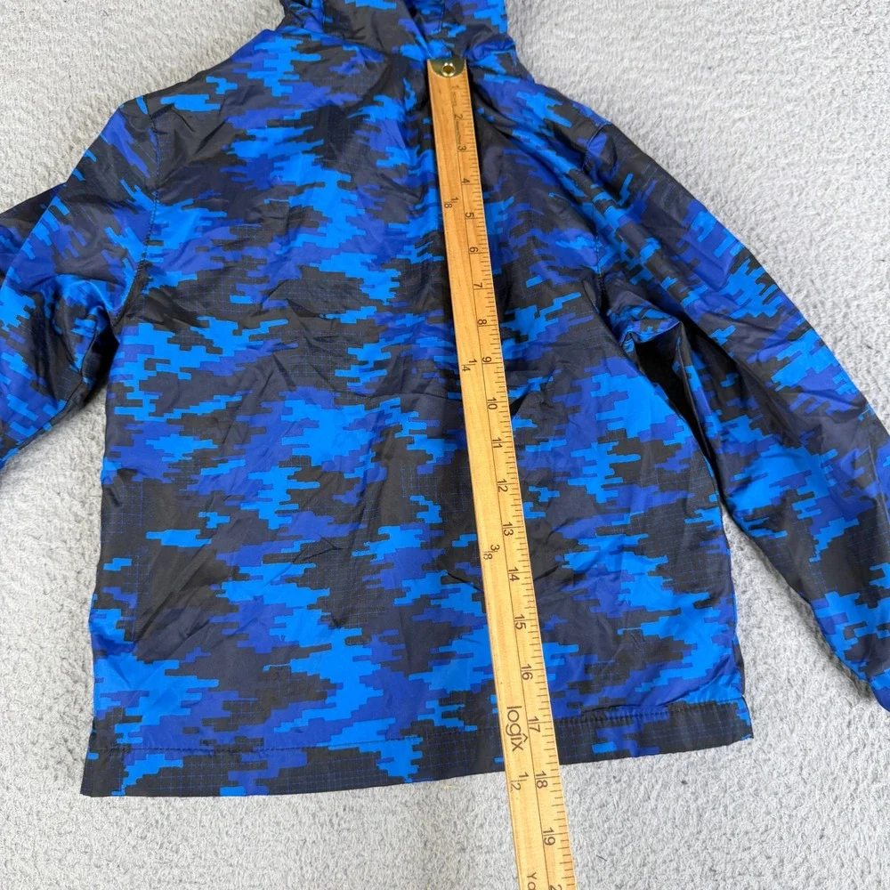 Free Country Jacket Boy XS 5/6 Blue Digital Camo Windshear Hood Fleece Lined Zip